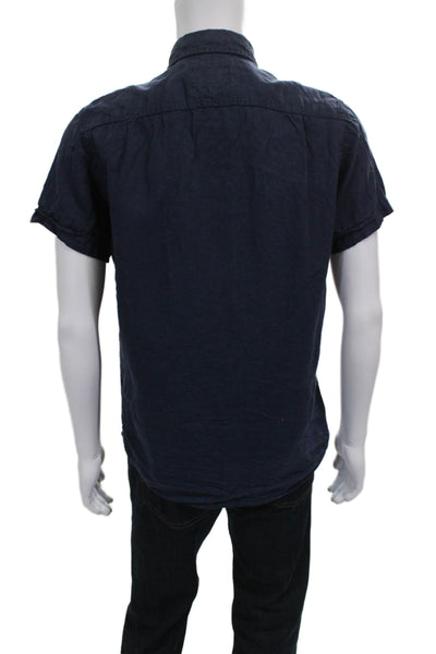 Rodd & Gunn Mens Linen Collared Short Sleeve Button-Down Shirt Blue Size S