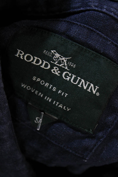 Rodd & Gunn Mens Linen Collared Short Sleeve Button-Down Shirt Blue Size S