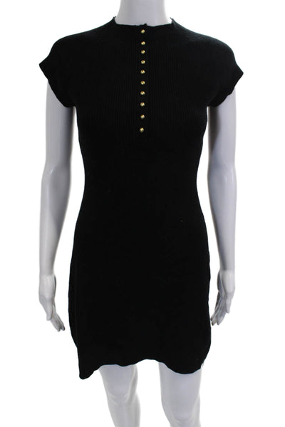 Universal Thread Womens Mini Dress Black Henley Button Short Sleeve Size S