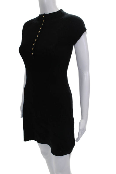 Universal Thread Womens Mini Dress Black Henley Button Short Sleeve Size S