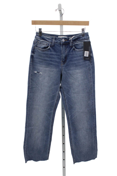 Flying Monkey Womens Straight Jeans Blue Cotton Blend Mid Rise Size 26