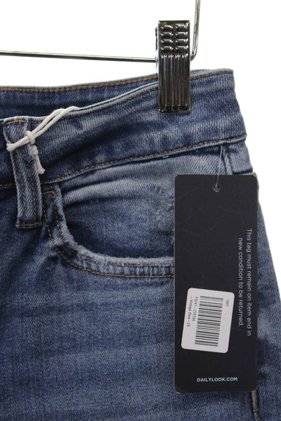 Flying Monkey Womens Straight Jeans Blue Cotton Blend Mid Rise Size 26