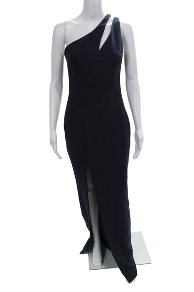 Likely Women Maxi Dress Blue One Shoulder Sleeveless Polyester Zip Size 2