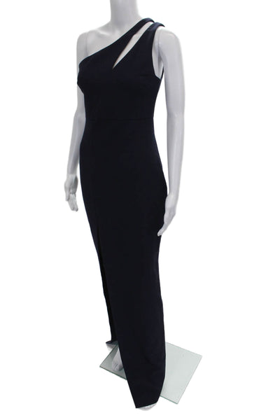 Likely Women Maxi Dress Blue One Shoulder Sleeveless Polyester Zip Size 2