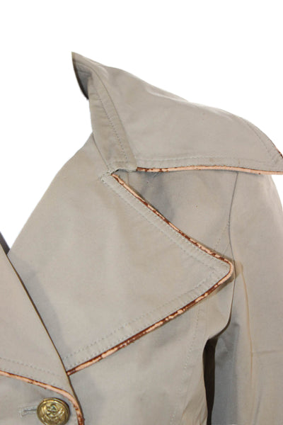 Barbara Bui Women Beige Cotton Buttoned Collared Coat Long Sleeve Size S