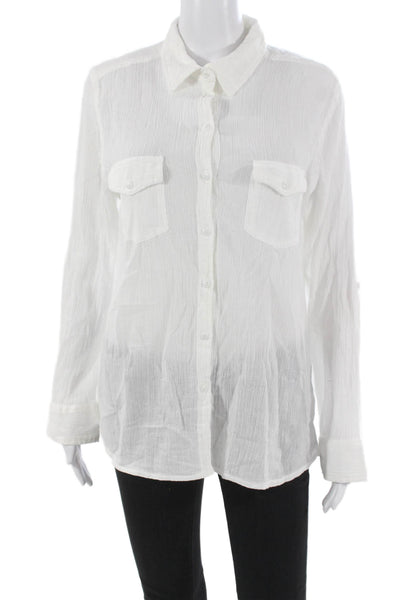 Melissa Odabash Womens Long Sleeve Cotton Blouse Size M