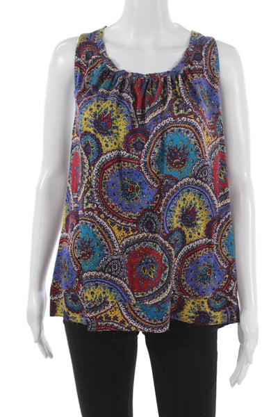Marc Jacobs Women Paisley Silk Scoop Neck Sleeveless Tank Bohemian Size L