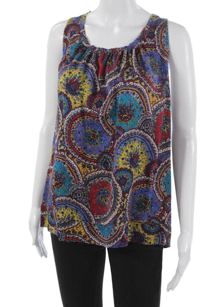 Marc Jacobs Women Paisley Silk Scoop Neck Sleeveless Tank Bohemian Size L