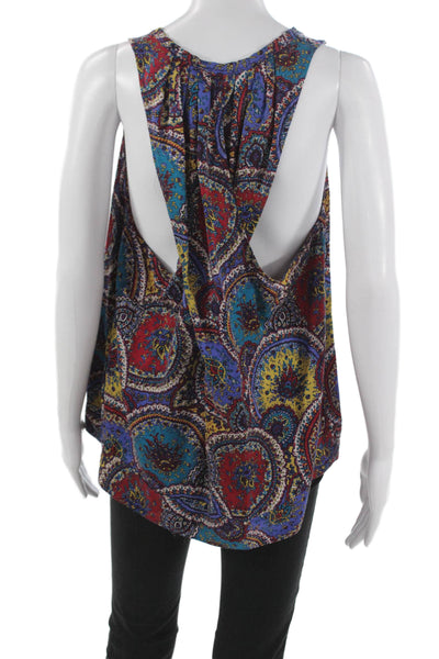 Marc Jacobs Women Paisley Silk Scoop Neck Sleeveless Tank Bohemian Size L