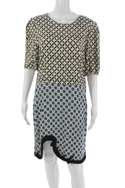 Stella McCartney Women Multicolor Shift Dress Mini Short Sleeve Size 46