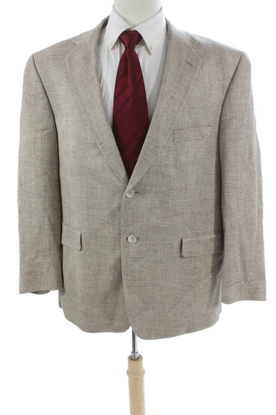 Stafford Mens Blazer Beige Herringbone Silk Size 44