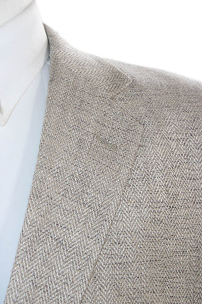 Stafford Mens Blazer Beige Herringbone Silk Size 44