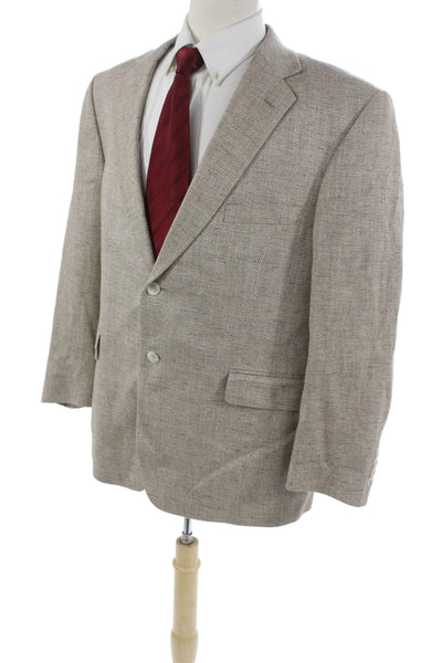 Stafford Mens Blazer Beige Herringbone Silk Size 44