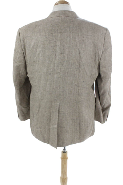 Stafford Mens Blazer Beige Herringbone Silk Size 44