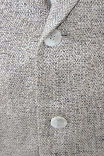 Stafford Mens Blazer Beige Herringbone Silk Size 44