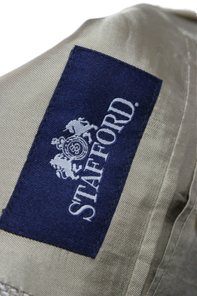 Stafford Mens Blazer Beige Herringbone Silk Size 44