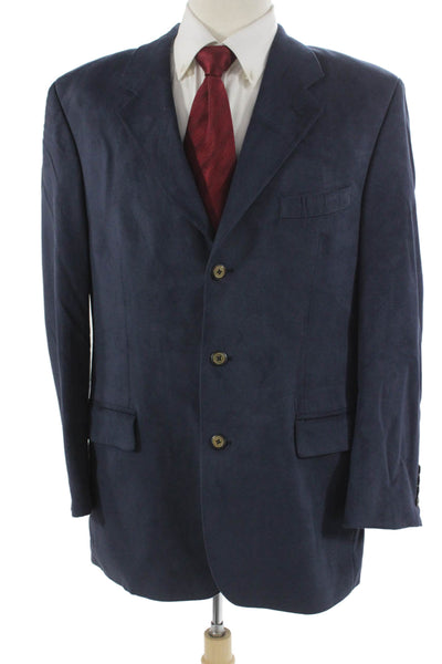 Brandini Mens Blazer Blue Solid Polyester Fall Size 42