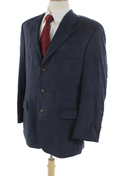 Brandini Mens Blazer Blue Solid Polyester Fall Size 42