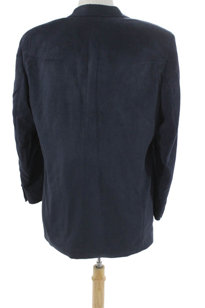 Brandini Mens Blazer Blue Solid Polyester Fall Size 42