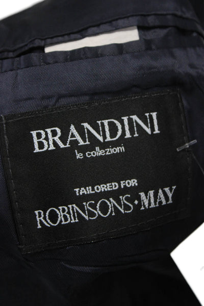 Brandini Mens Blazer Blue Solid Polyester Fall Size 42