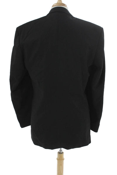 Alexandre of London Mens Black Wool Blend Striped 2 Piece Suit Jacket Size 42