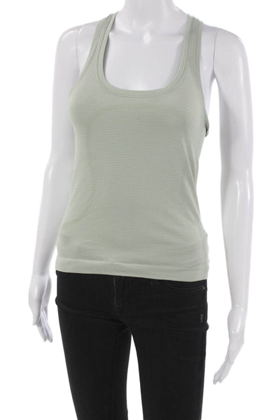 Lululemon Women Green Striped Scoop Neck Sleeveless Tank Size S