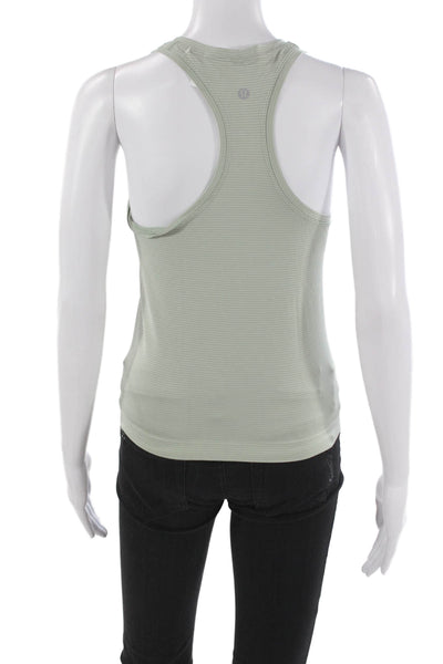 Lululemon Women Green Striped Scoop Neck Sleeveless Tank Size S