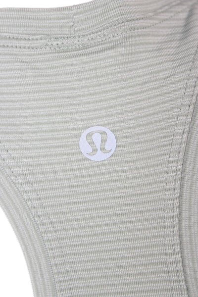 Lululemon Women Green Striped Scoop Neck Sleeveless Tank Size S
