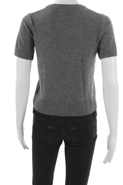 Elyse Walker Women Gray Cashmere Crewneck Pullover Short Sleeve Size XS