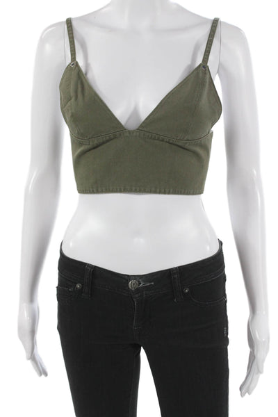 T Alexander Wang Womens Camisole V-Neck Green 100% Cotton Sleeveless Size 2