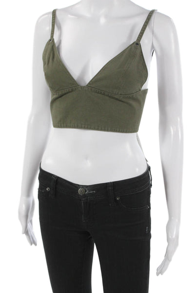 T Alexander Wang Womens Camisole V-Neck Green 100% Cotton Sleeveless Size 2