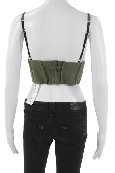 T Alexander Wang Womens Camisole V-Neck Green 100% Cotton Sleeveless Size 2