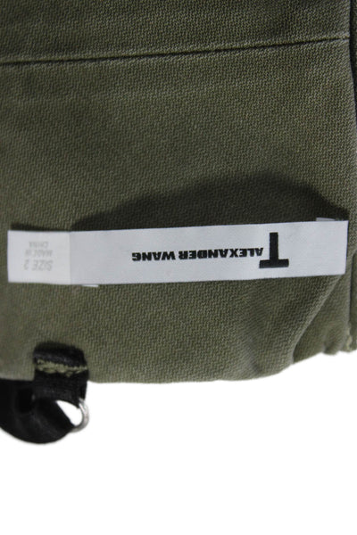 T Alexander Wang Womens Camisole V-Neck Green 100% Cotton Sleeveless Size 2