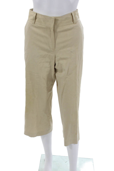 Magaschoni Womens Beige Capri Pants 66% Cotton Button Closure Size 6