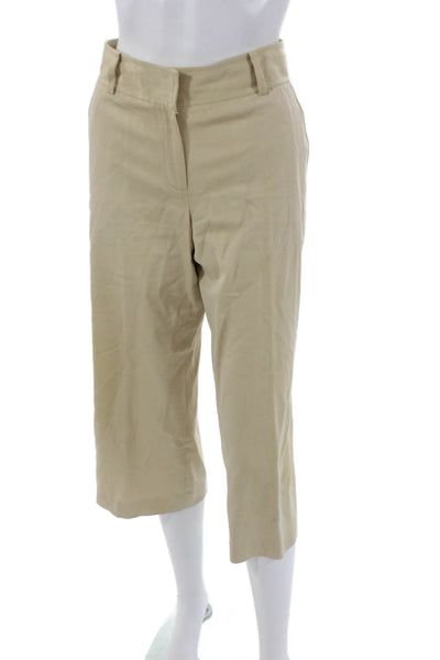 Magaschoni Womens Beige Capri Pants 66% Cotton Button Closure Size 6