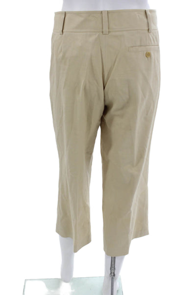 Magaschoni Womens Beige Capri Pants 66% Cotton Button Closure Size 6