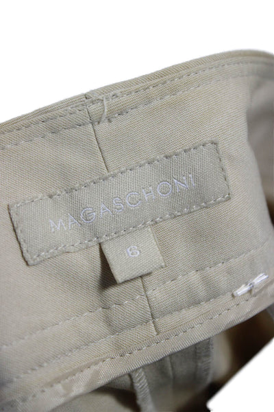 Magaschoni Womens Beige Capri Pants 66% Cotton Button Closure Size 6