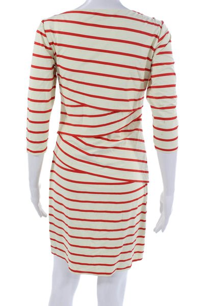 J. Mclaughlin Womens Sheath Dress Ivory Boat Neck 3/4 Sleeve Mid-Calf Size XS