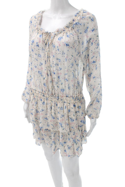 Love Shack Fancy Women Mini Silk Floral Dress Long Sleeve Size XS