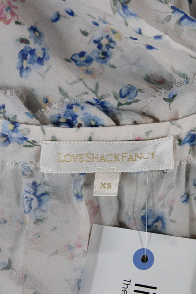Love Shack Fancy Women Mini Silk Floral Dress Long Sleeve Size XS