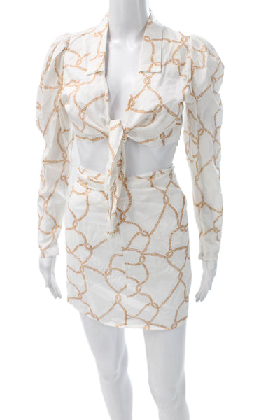 We Wore What Women Mini Dress White V Neck Long Sleeve Nautical Size S