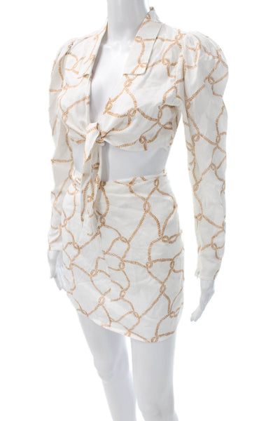 We Wore What Women Mini Dress White V Neck Long Sleeve Nautical Size S