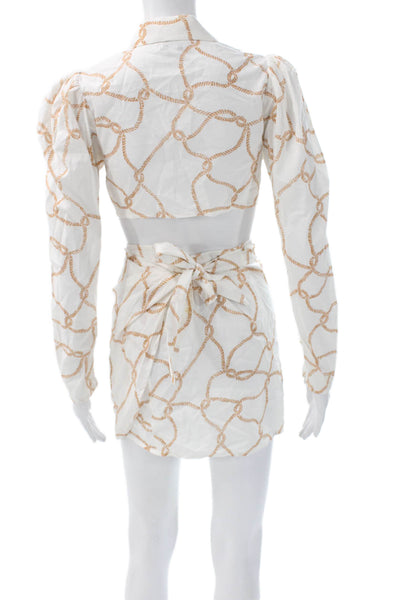 We Wore What Women Mini Dress White V Neck Long Sleeve Nautical Size S