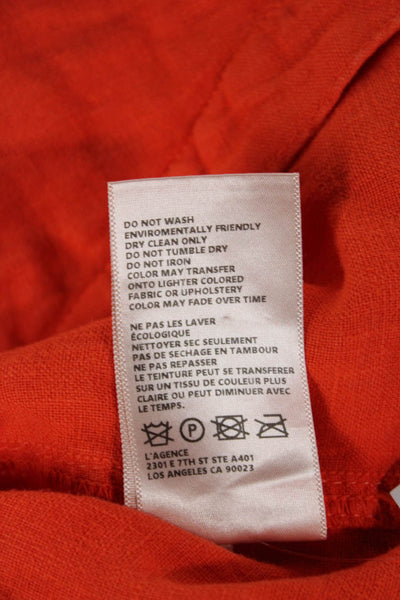 L'Agence Women Basic Jacket Orange Linen Long Sleeve Button Size L
