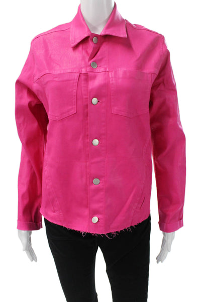 L'Agence Womens Basic Jacket Pink Snap Long Sleeve Size L