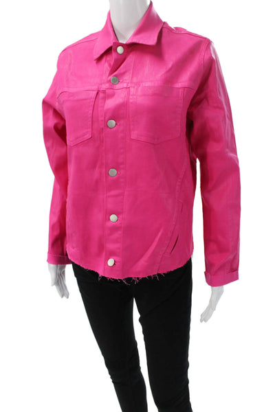 L'Agence Womens Basic Jacket Pink Snap Long Sleeve Size L