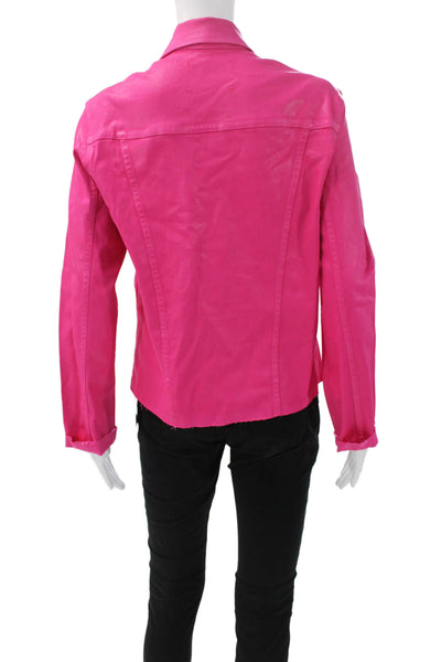 L'Agence Womens Basic Jacket Pink Snap Long Sleeve Size L
