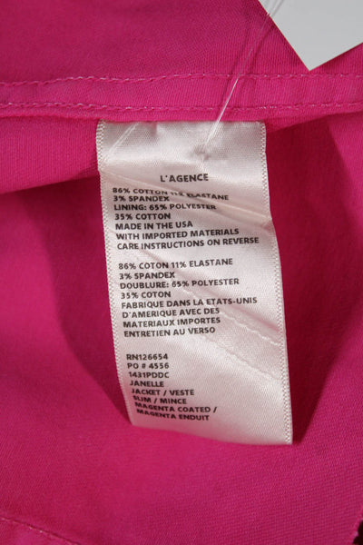 L'Agence Womens Basic Jacket Pink Snap Long Sleeve Size L