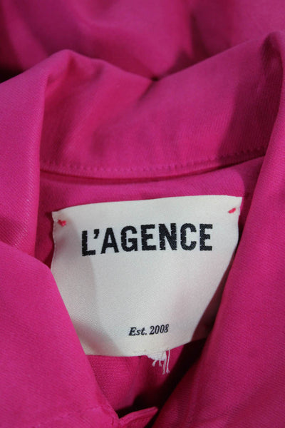 L'Agence Womens Basic Jacket Pink Snap Long Sleeve Size L