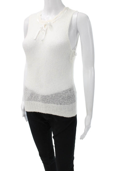 Staud Womens Sweater Vest White Alpaca Round Neck Sleeveless Pullover Size S